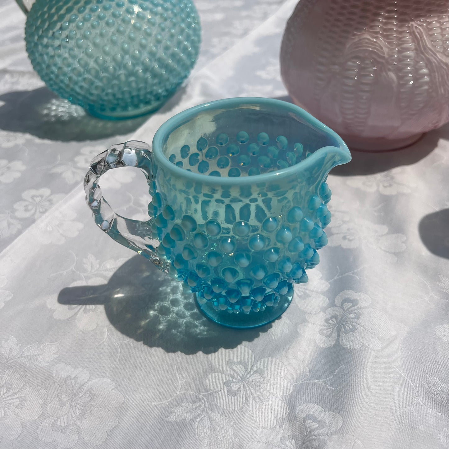 Bonbon blue glass jug