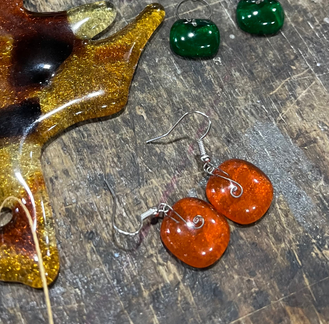 Orange handmade earrings