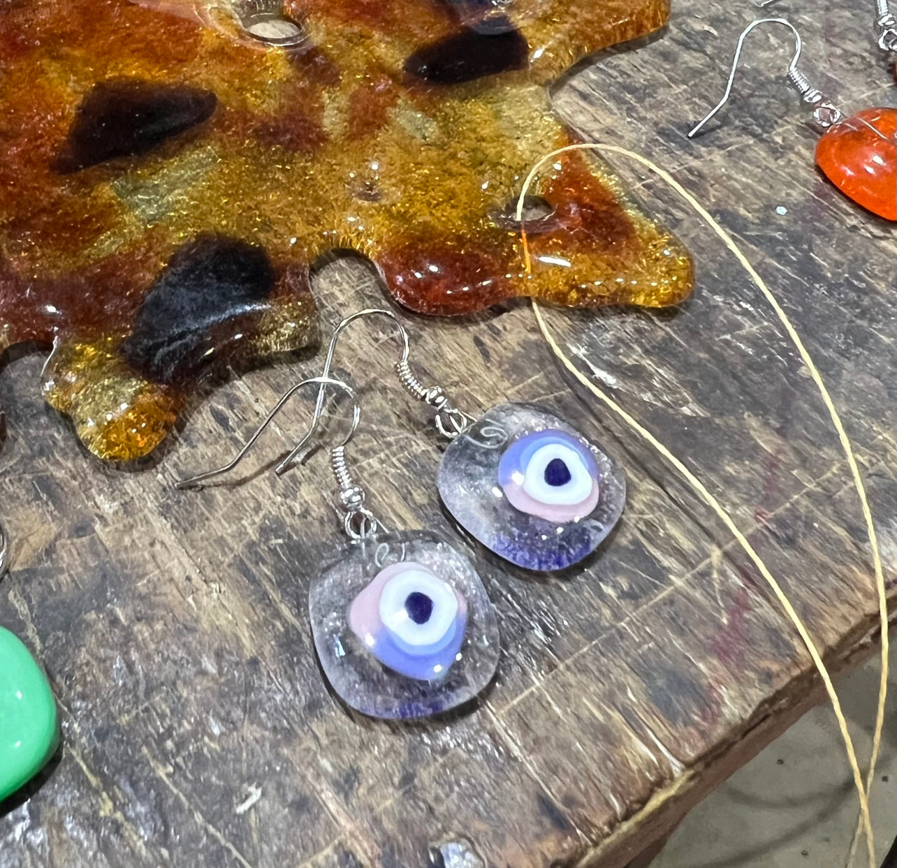 Evil eye handmade earrings