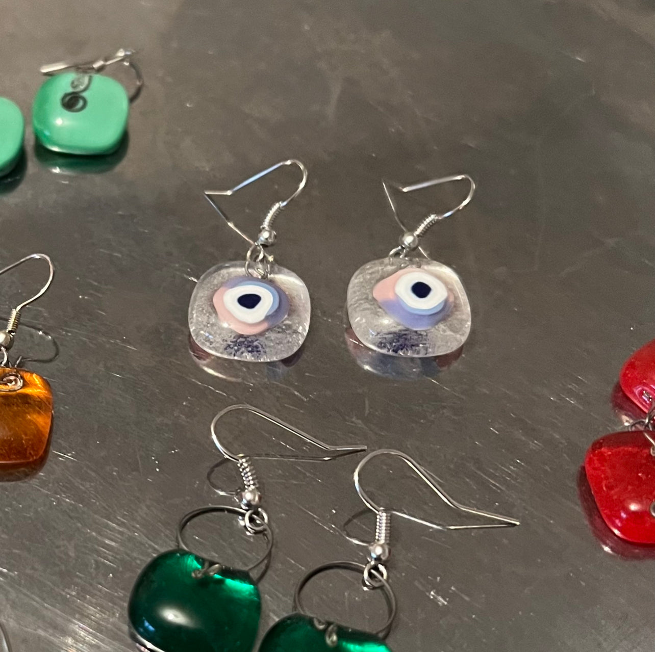 Evil eye handmade earrings